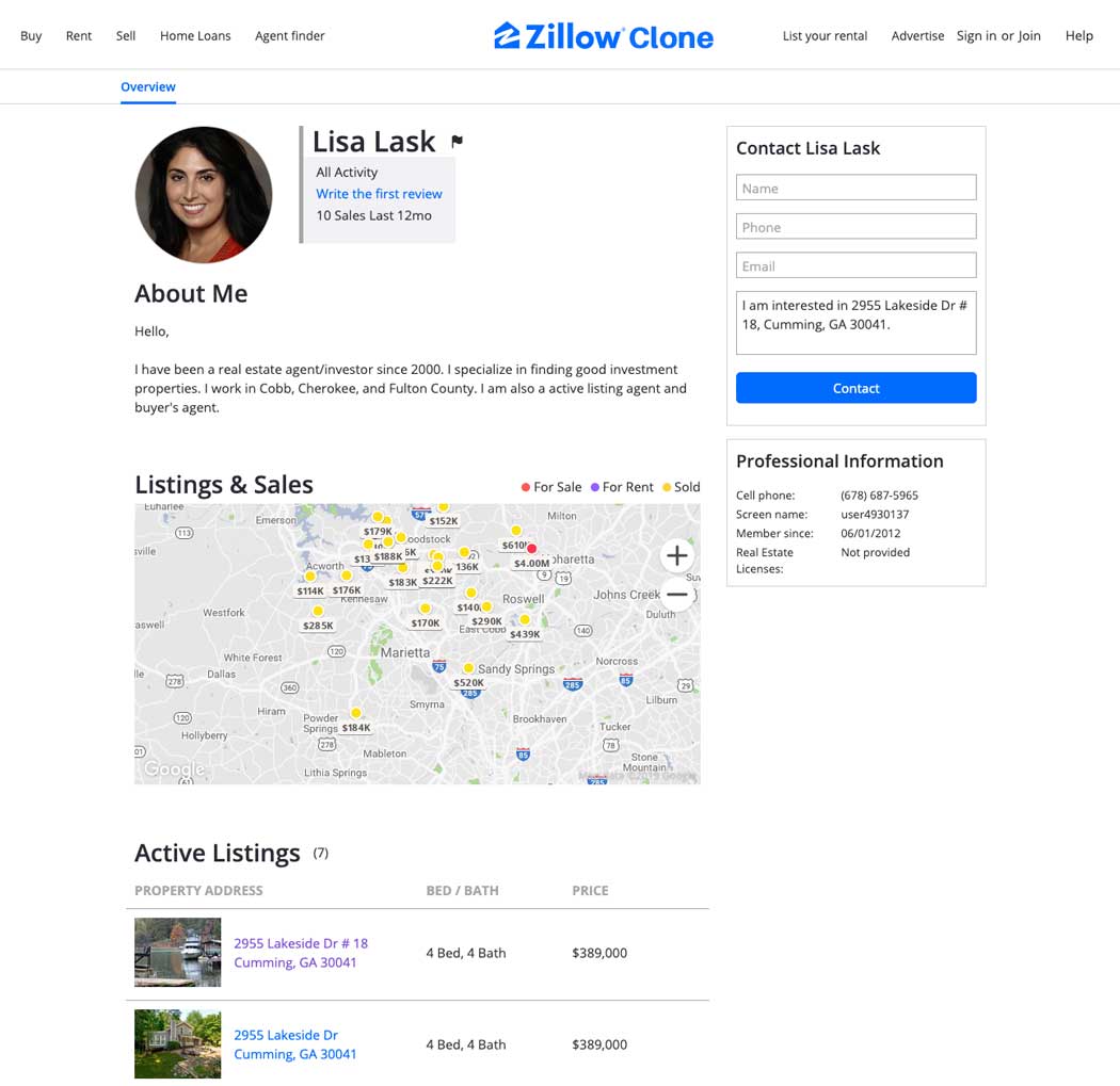 Zillow Clone Development